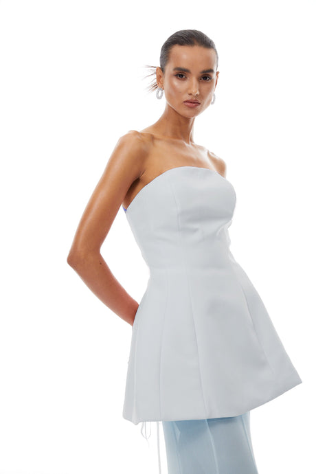 Aurohaya Mélanie Blue Corset Dress & Mesh Skirt Set