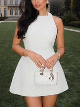 Aurohaya Elegant Halter Neck Mini Dress White