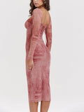 Aurohaya Pink Print Corset Dress
