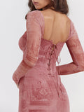Aurohaya Pink Print Corset Dress