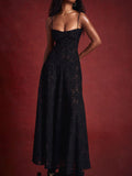 Aurohaya Black Floral Lace Back Maxi Dress