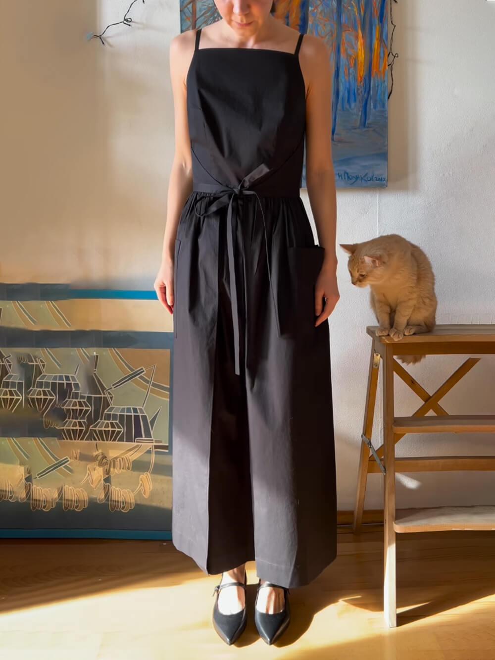 Aurohaya Unique Side Slit Lace-Up Pocket Vest Dress