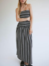 Aurohaya Bandeau With Gathered Seams Flared Hem Dress Black