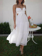 Aurohaya Sling Hollow Backless Large Pendulum Dress White