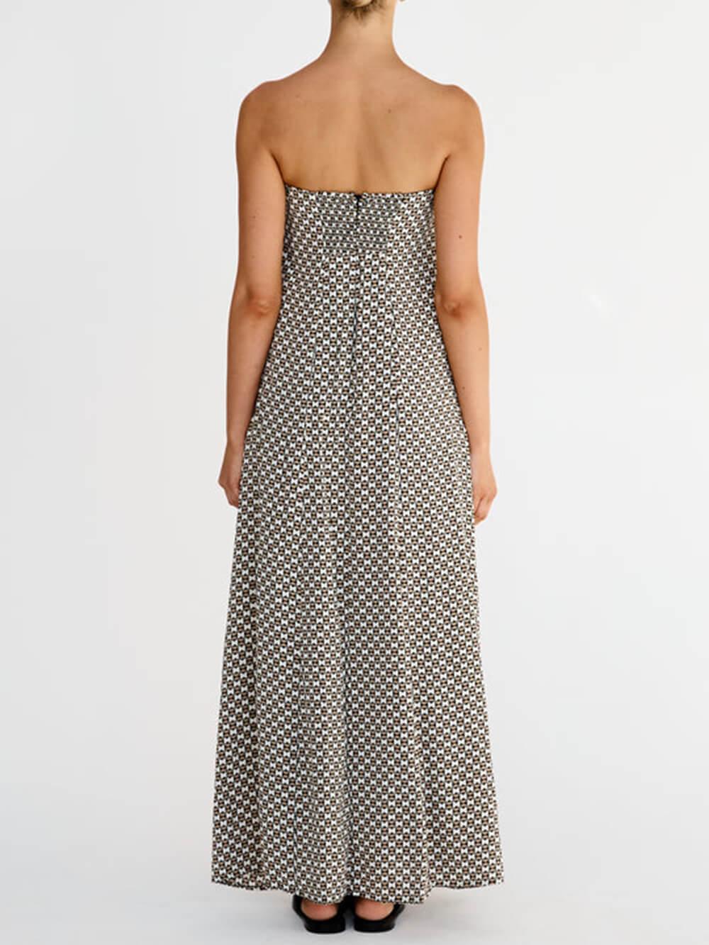 Aurohaya Diamond Print Bohemian Maxi Dress