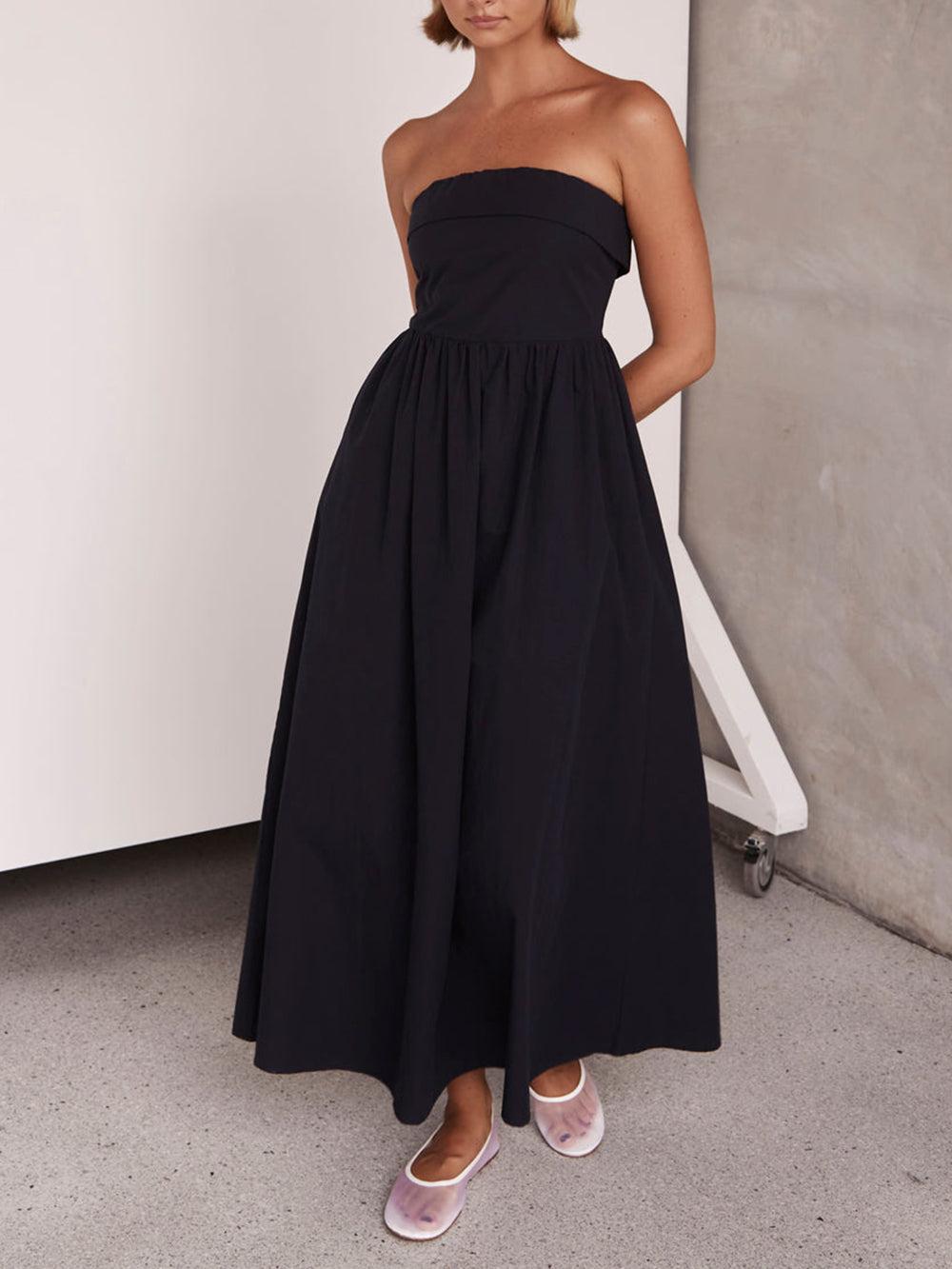 Aurohaya Resort Style Tulare Strapless Midi Dress