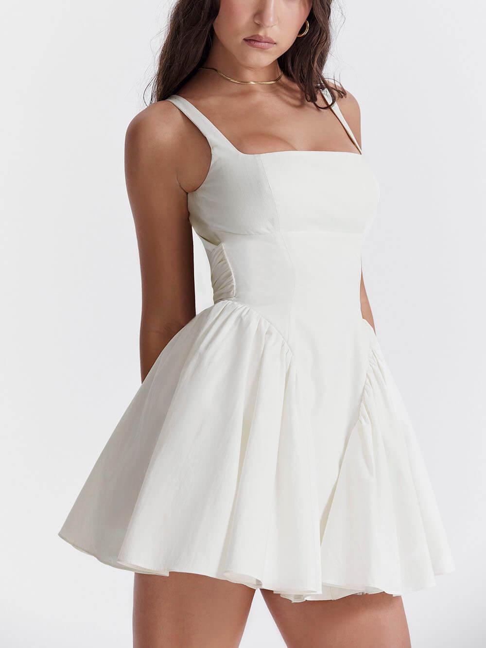 Aurohaya Ivory Bow Mini Dress