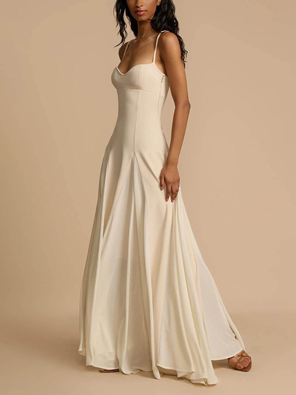 Aurohaya Elegant Patchwork Sling Long Swing Holiday Maxi Dress