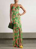 Beautiful Cutout Printed Satin Maxi Dress