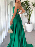 Aurohaya Exquisite And Simple Strapless Tube Top Slit Floor-Length Banquet Maxi Dress