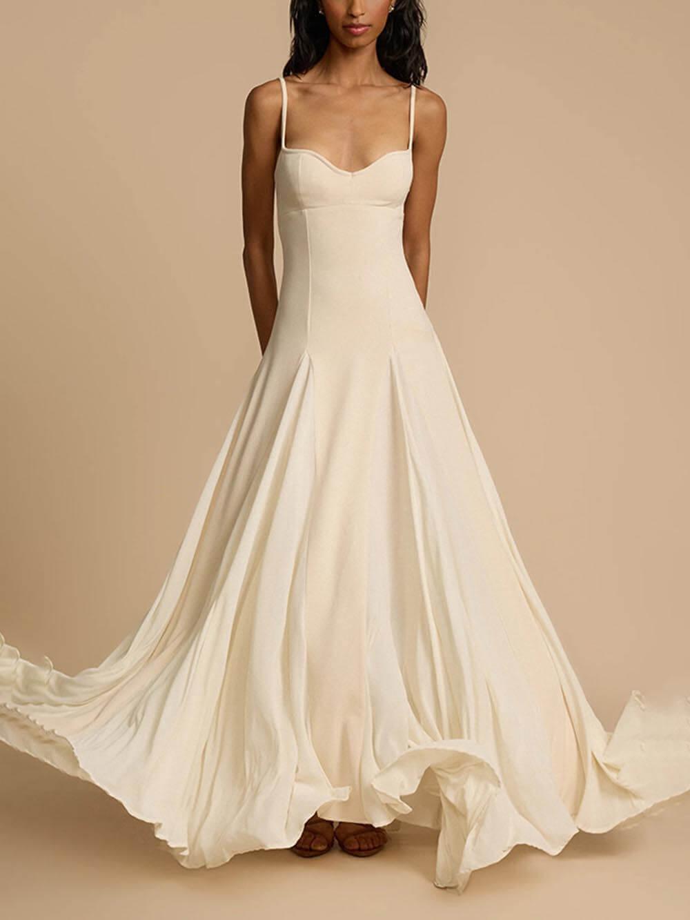 Aurohaya Elegant Patchwork Sling Long Swing Holiday Maxi Dress