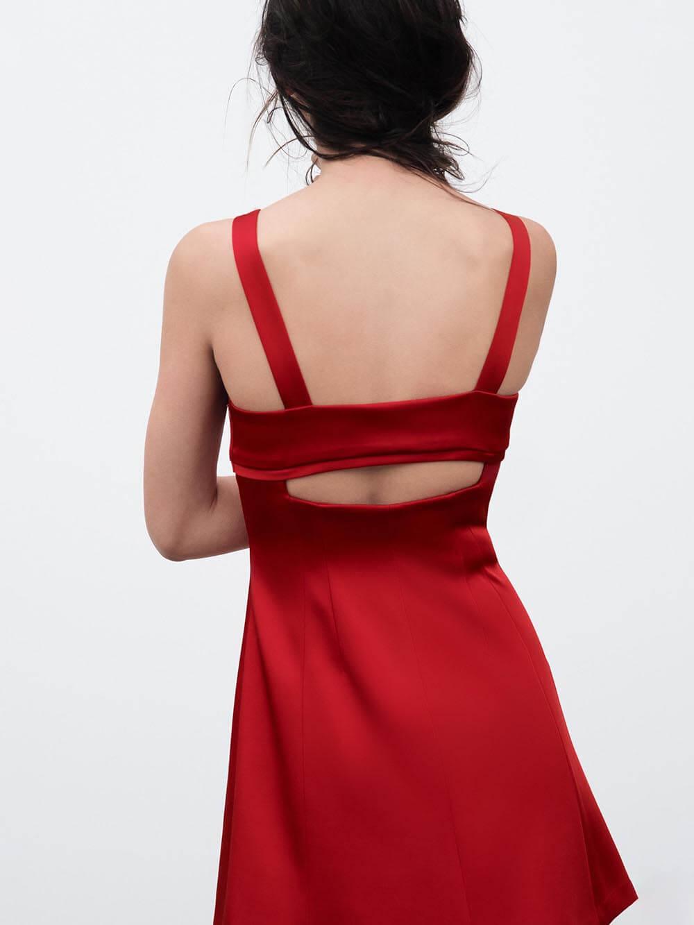 Aurohaya Fashionable Sexy Suspender Back Hollow Slim Mini Dress