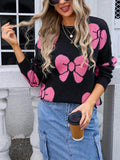 Classic Fashionable Loose Round Neck Knitted Bow Sweater