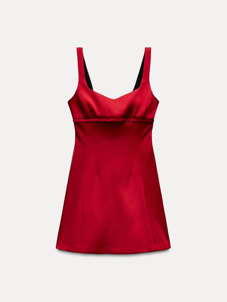 Aurohaya Fashionable Sexy Suspender Back Hollow Slim Mini Dress