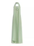 Aurohaya Elegant Sleeveless Pleated Long Skirt With Ribbon Strapless Dress