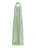 Elegant Sleeveless Pleated Long Skirt With Ribbon Strapless Dress