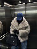 Fashionable Large Lapel Faux Fur Short Fluffy Coat