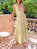 Exquisite Modern V-Neck A-Line Wavy Maxi Dress