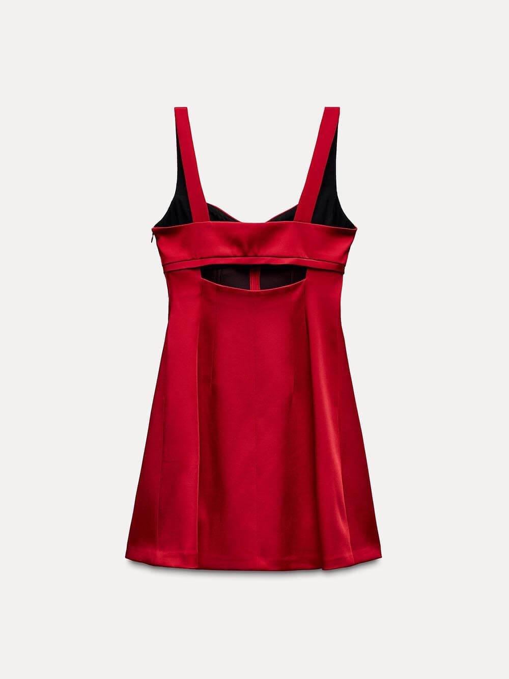 Aurohaya Fashionable Sexy Suspender Back Hollow Slim Mini Dress