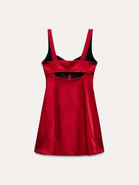 Aurohaya Fashionable Sexy Suspender Back Hollow Slim Mini Dress