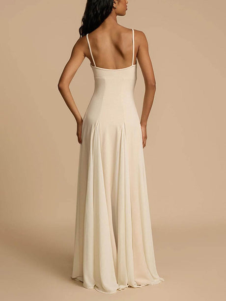 Aurohaya Elegant Patchwork Sling Long Swing Holiday Maxi Dress