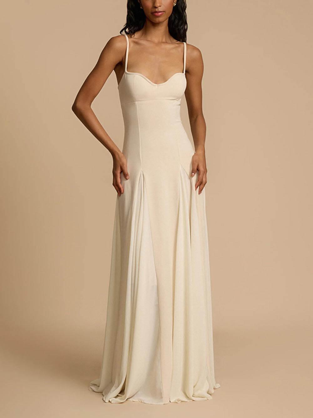 Aurohaya Elegant Patchwork Sling Long Swing Holiday Maxi Dress