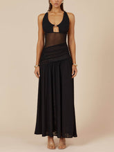 Luxury Mesh Semi-sheer Side Slit Cutout Maxi Dress