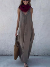 Modern Unique Lace Decoration V-Neck Suspender Maxi Dress