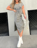 Free Bird Graphic Midi Dress Olive
