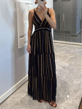 Aurohaya Vacation Style Stripe Print Printed Dress Printed