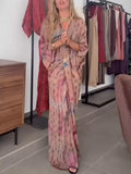 Bohemian Kimono-Inspired Tie-Dye Print Waist-Tie Maxi Dress