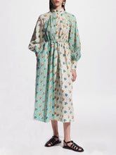 Elegant Puff Sleeve Printed Shirt Dress