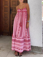 Aurohaya Ethnic Style Crochet Patchwork Knitted Slip Maxi Dress Pink