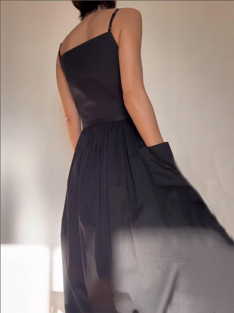 Aurohaya Unique Side Slit Lace-Up Pocket Vest Dress