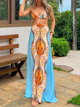 Aurohaya Exotic Summer Vacation Suspender Dress Blue