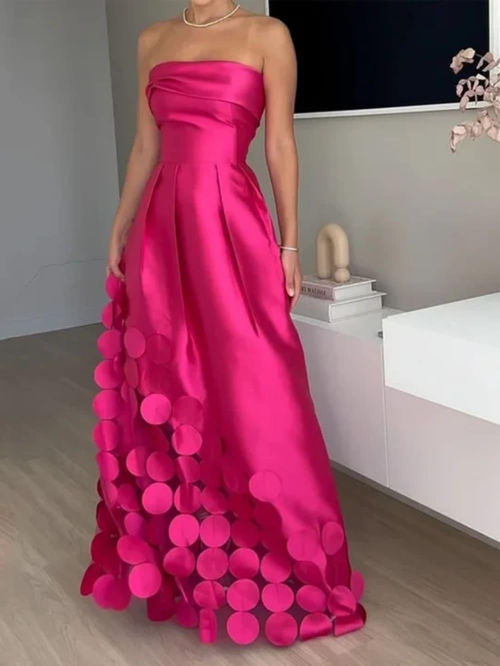 Aurohaya Long circle tube top dress Red