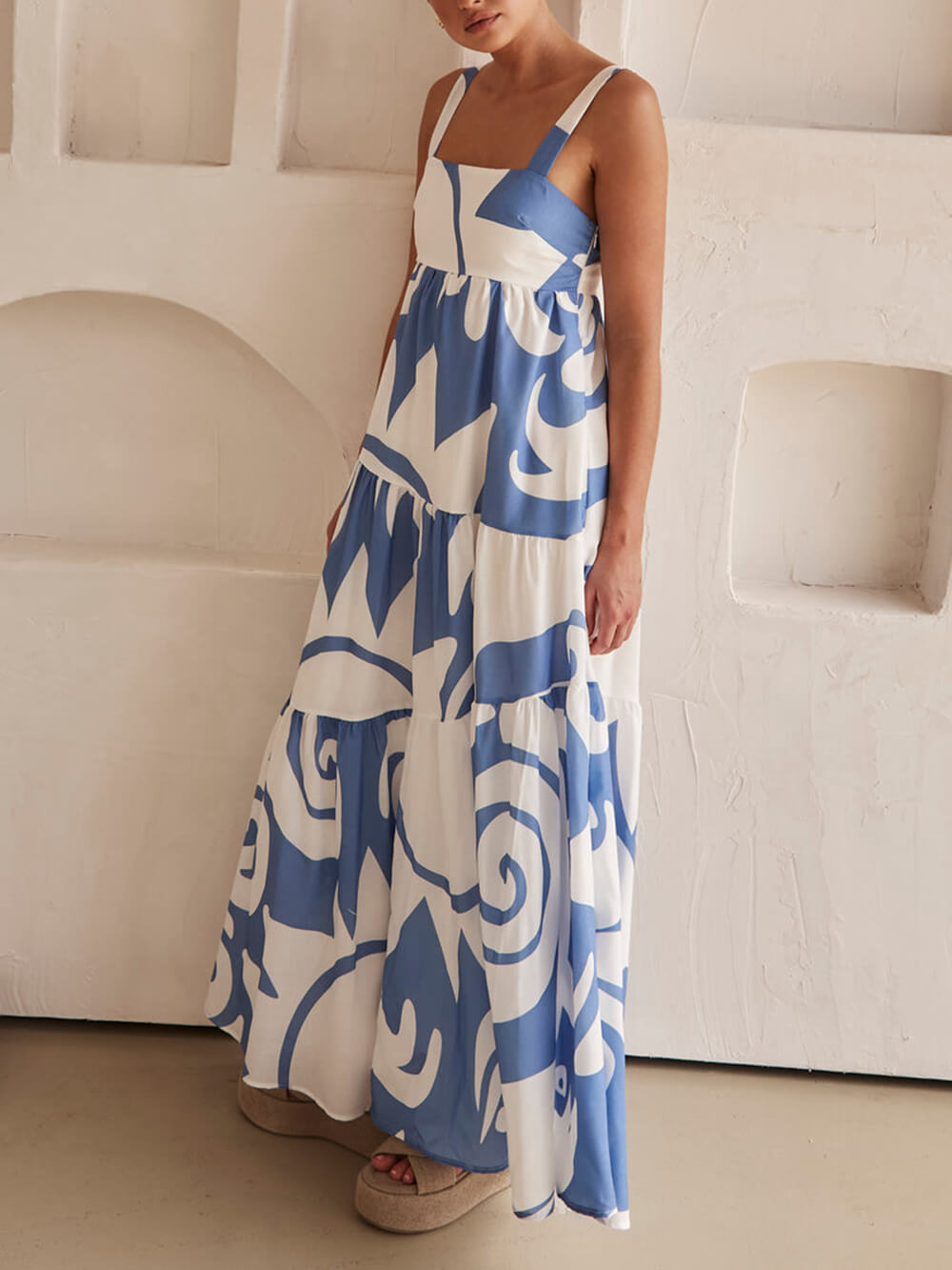 Aurohaya Bohemian Geometric Print Maxi Dress