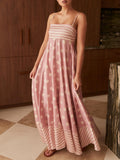 Aurohaya Featured Loose Polka Dot Stripe Patchwork Maxi Dress