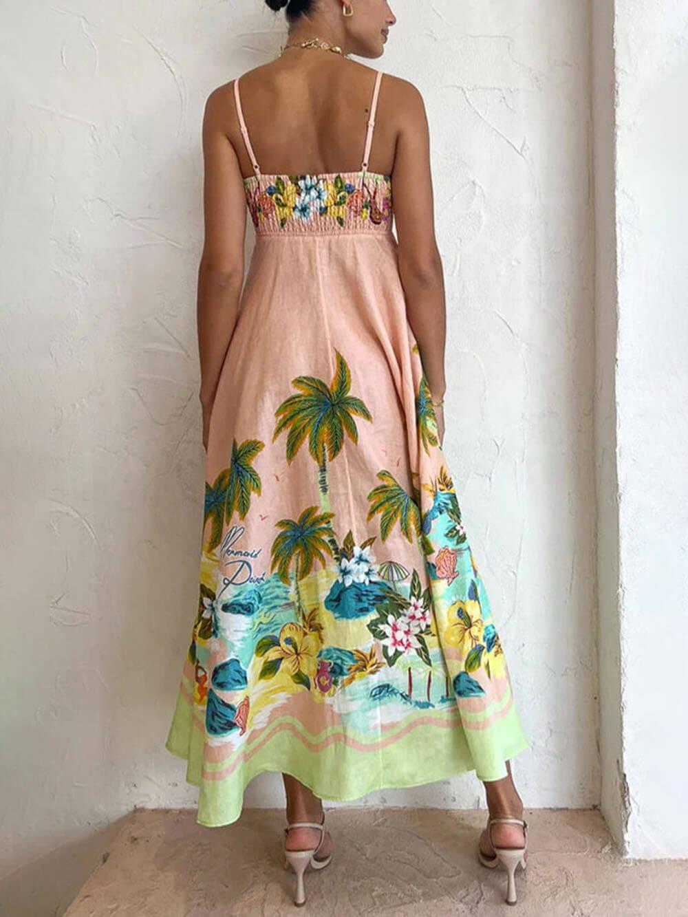 Aurohaya Sling Printed Casual Midi Dress