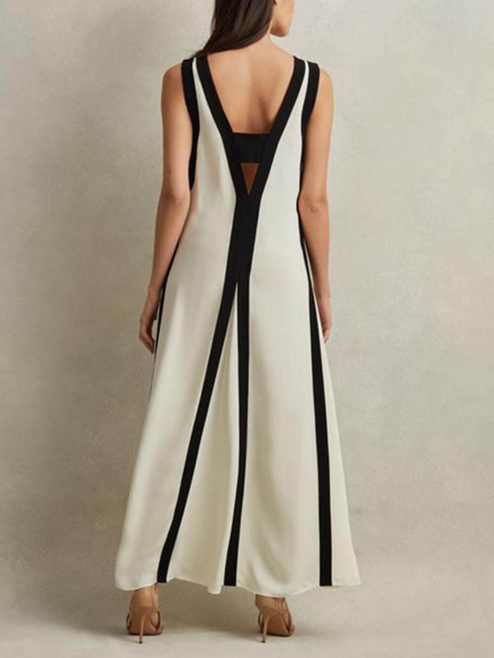 Aurohaya Reversible Style Colorblock A-Line Maxi Dress