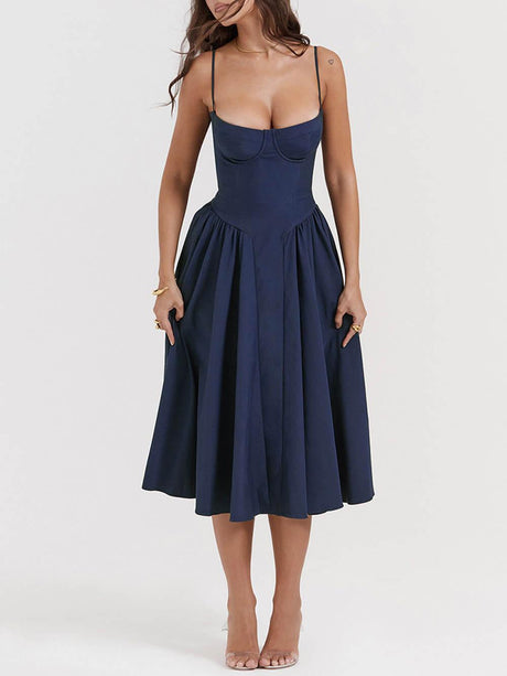 Aurohaya V-Neck Strapless Midi Dress