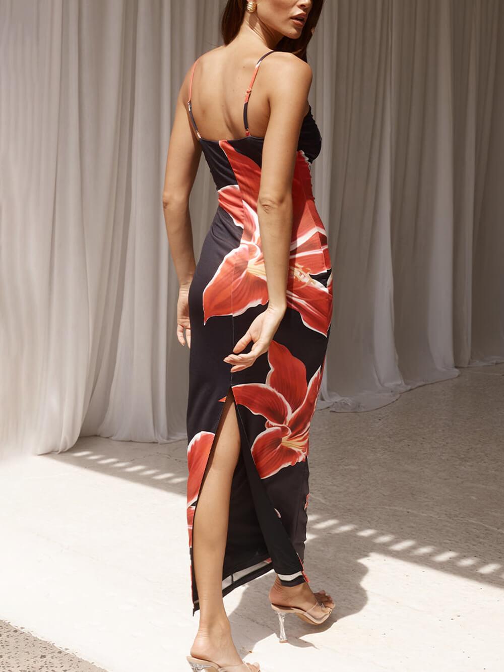 Aurohaya Unforgettable Abstract Floral Print Maxi Dress