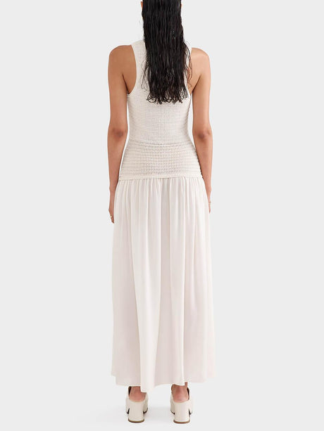 Aurohaya Pleated Crochet Bodycon Tank Dress