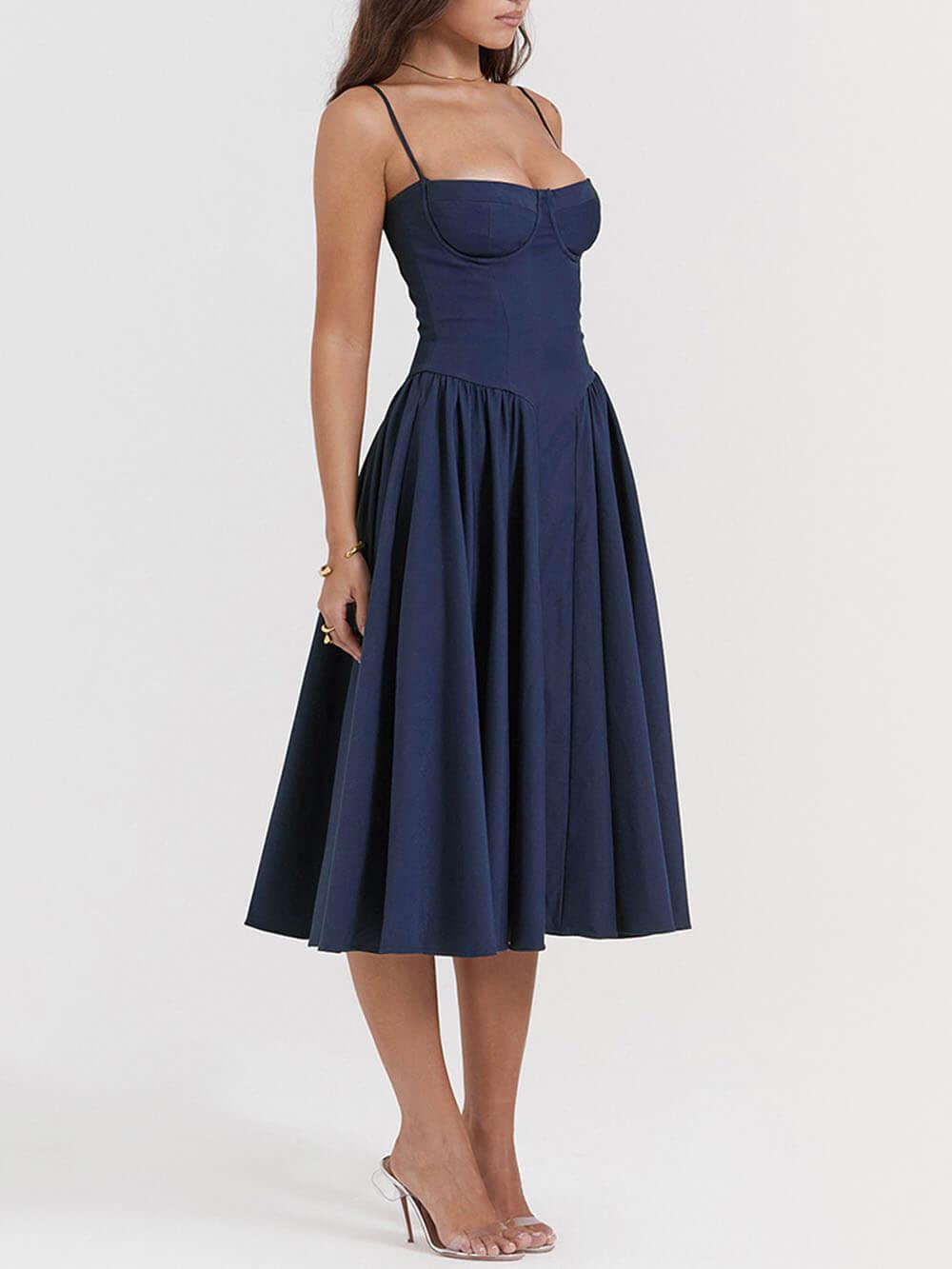 Aurohaya V-Neck Strapless Midi Dress