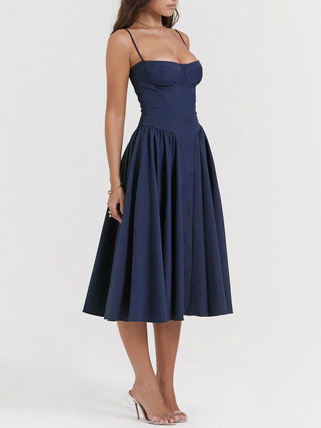Aurohaya V-Neck Strapless Midi Dress