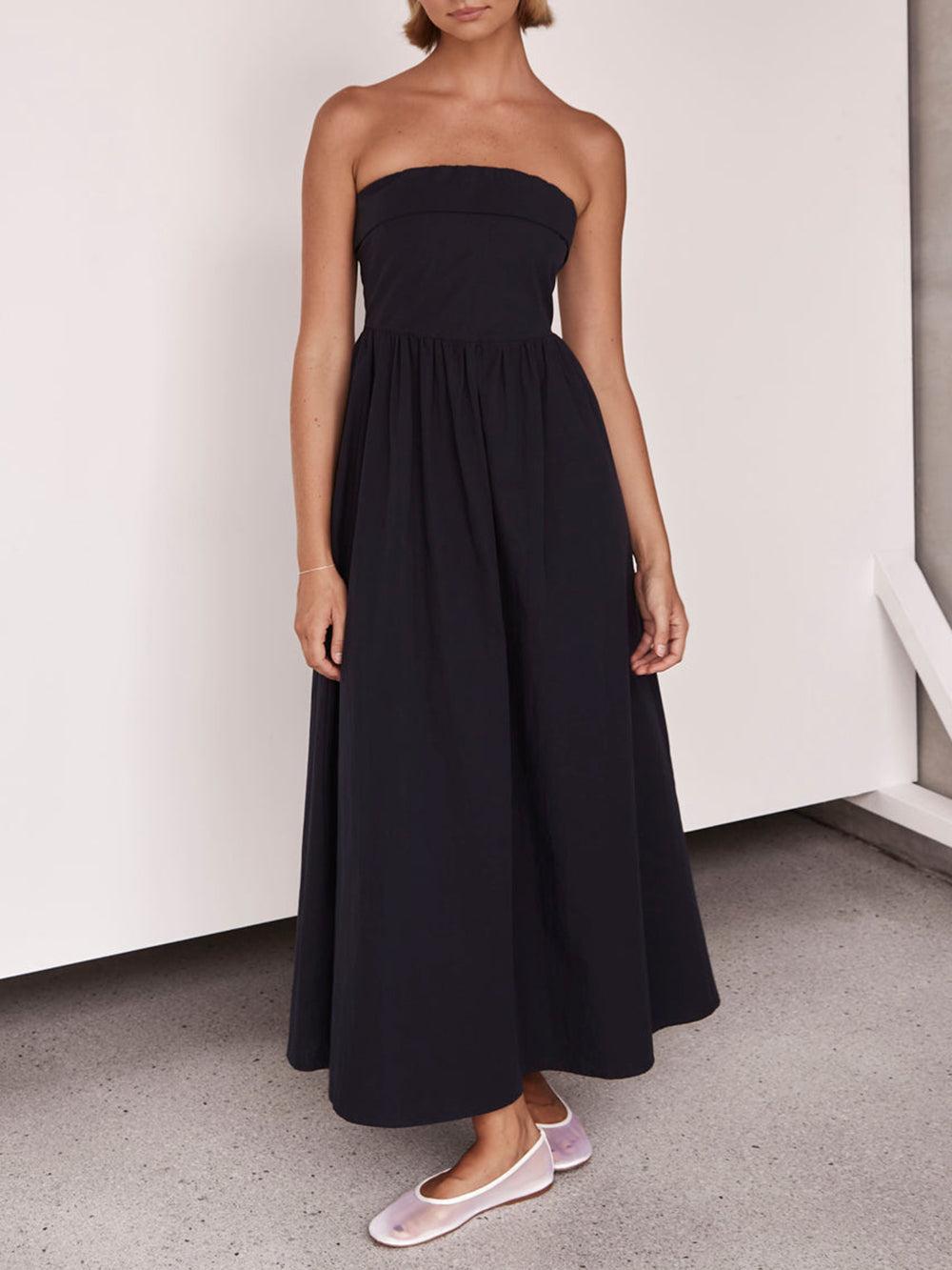 Aurohaya Resort Style Tulare Strapless Midi Dress