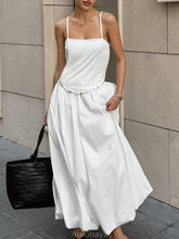 Aurohaya Vacation Style Strap Tutu Maxi Dress White