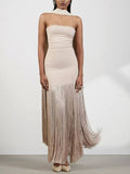 Tube Top Tassel Design Maxi Dress