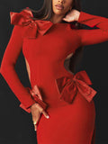 Bow Tie Slit Hip-hugging Maxi Dress