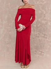 Off-shoulder Irregular Hem Maxi Dress